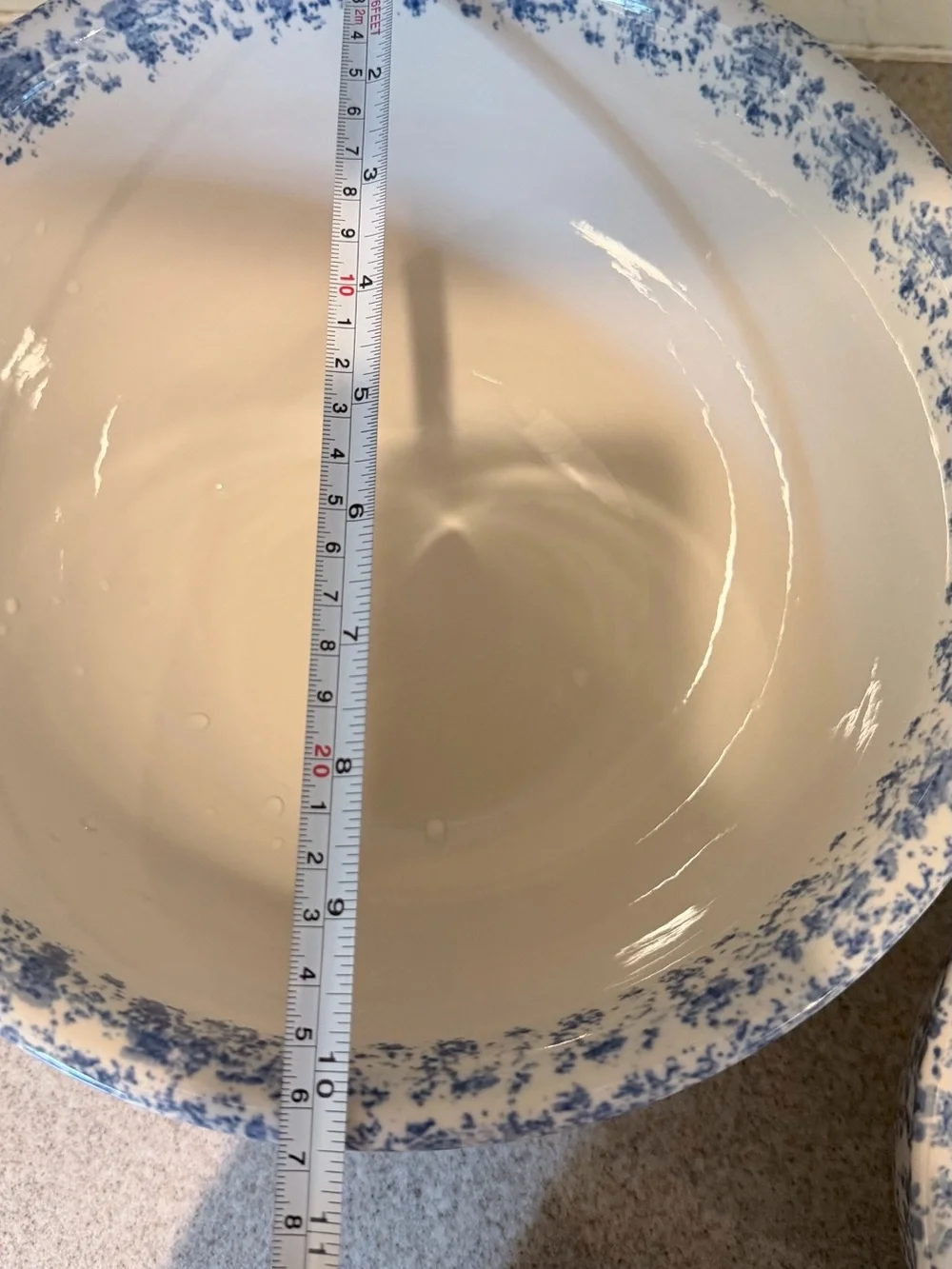 William Sonoma Vintage Nesting Bowl Set-Blue & White Sponge paint-heavy ceramic
